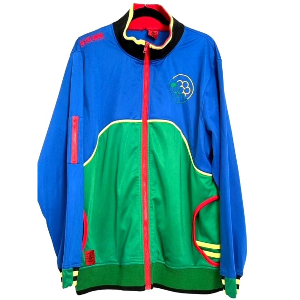 Vtg Infamous Black Sheep Brand Mens Track Jacket Zip Up Color Block Retro XXL